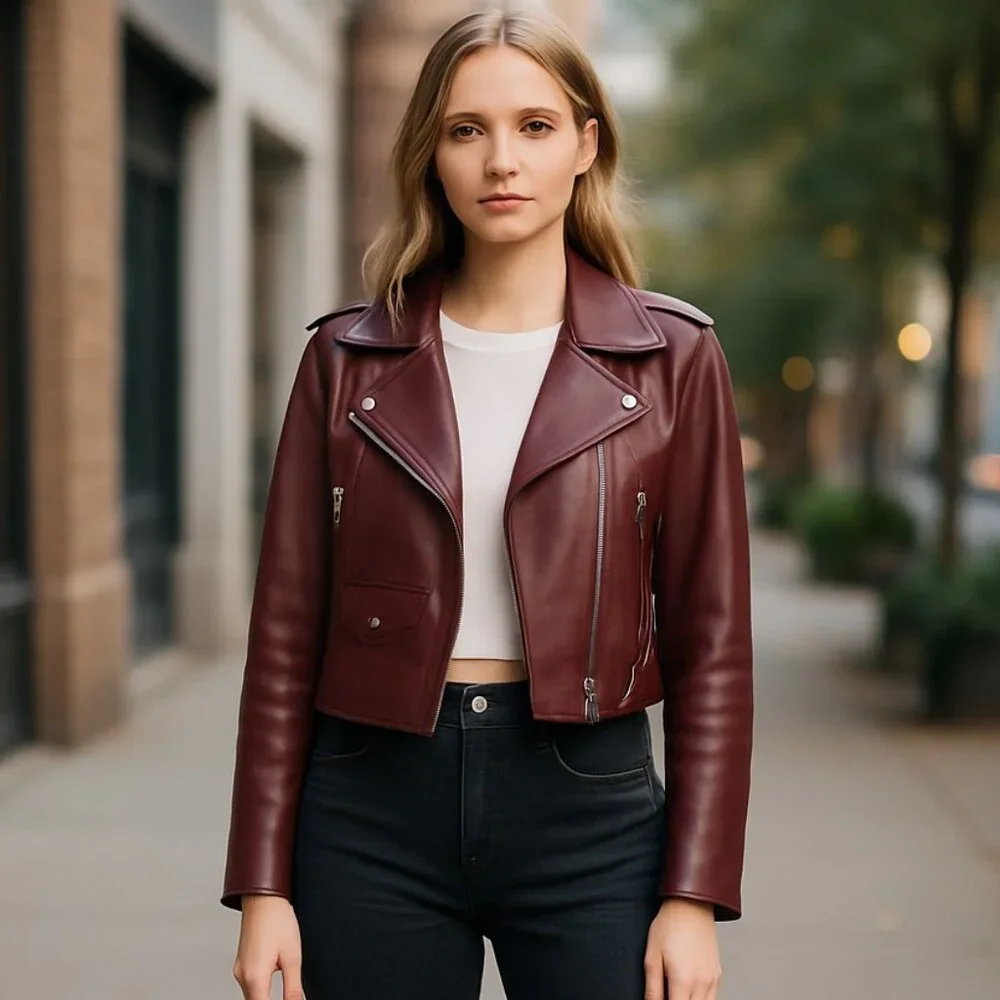 NWT  BLANKNYC Faux Leather Crop Moto Jacket- Head Over Heels / Plum - XS